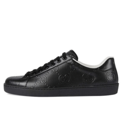 Kid's Gucci Black Leather Ace Trainer Shoe (Unisex)