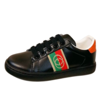 Kid's Gucci Black-red GG Ace Round-toe Shoe With Web (Unisex)