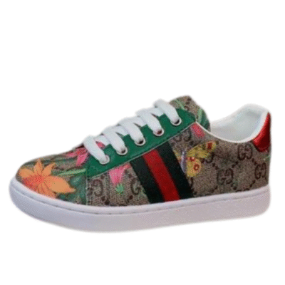 Kid's Gucci Floral Print Low-Top Shoe With Web (Unisex)