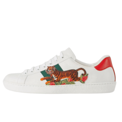Kid's Gucci White Red Tiger Ace Leather Low Top Shoe (Unisex)