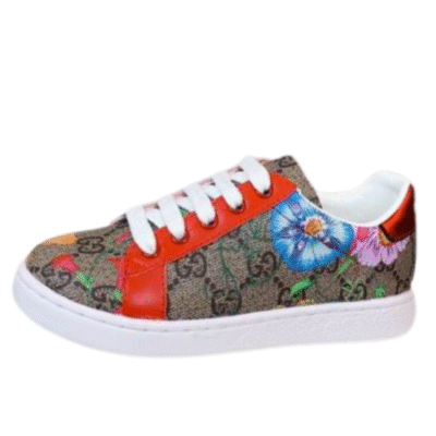 Kid's Gucci Sherry Line Ace Canvas x Leather Shoe (Unisex)