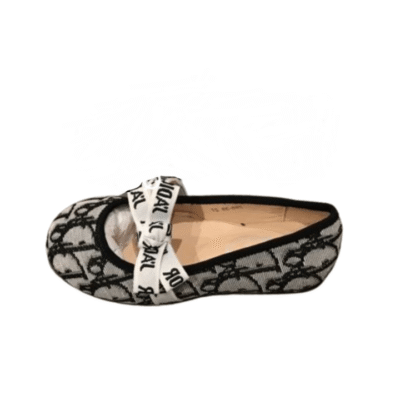 Girl's Christian Dior Beige Black Ballet Flat Shoe