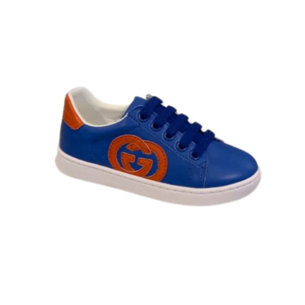 Kid's Gucci Blue Red Leather GG Shoe (Unisex)