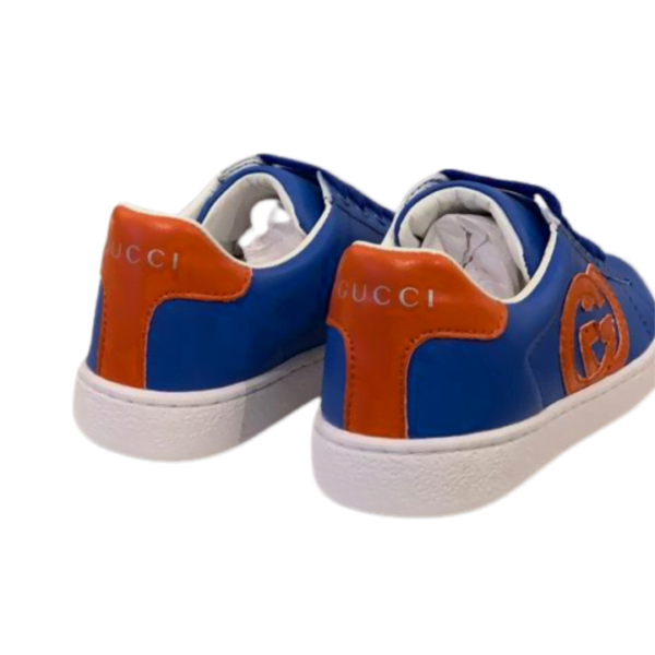 Kid's Gucci Blue Red Leather GG Shoe (Unisex)