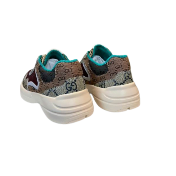 Kid's Gucci Beige Maroon GG Monogram Rhyton Canvas Shoe (Unisex)