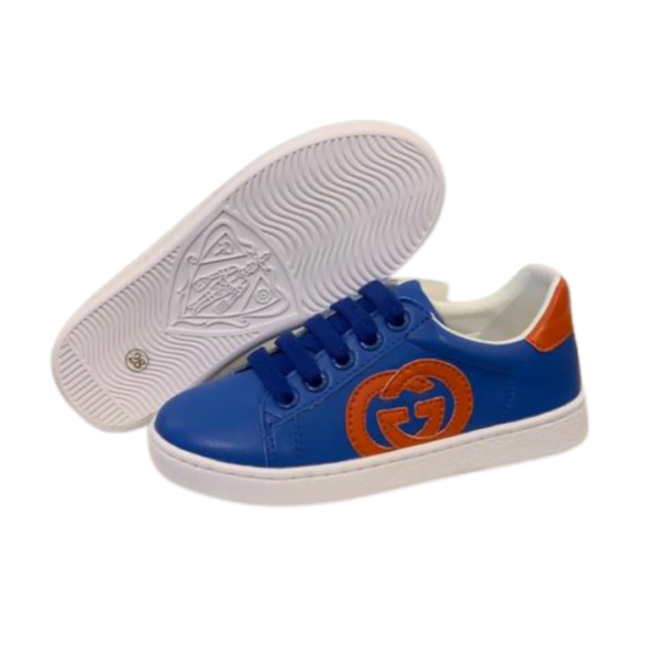 Kid's Gucci Blue Red Leather GG Shoe (Unisex)