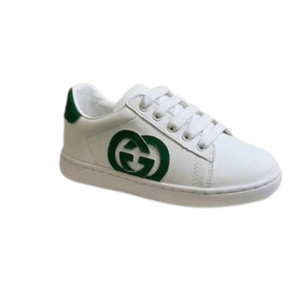 Kid's Gucci Green White Leather GG Shoe (Unisex)