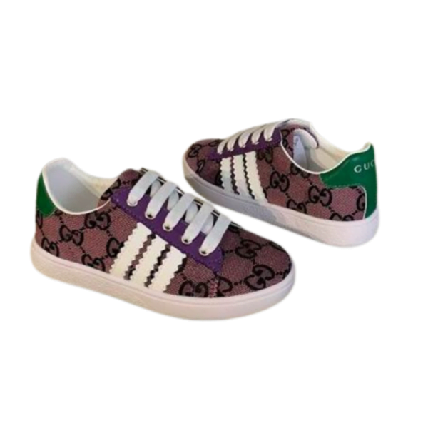 Kid's Gucci X Adidas Brown Purple GG Monogram Canvas Shoe (Unisex)