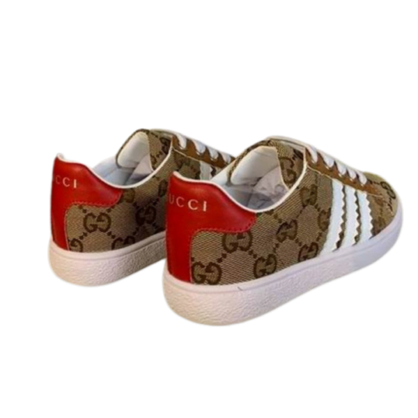 Kid's Gucci X Adidas Brown Red GG Monogram Canvas Shoe (Unisex)