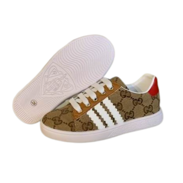 Kid's Gucci X Adidas Brown Red GG Monogram Canvas Shoe (Unisex)