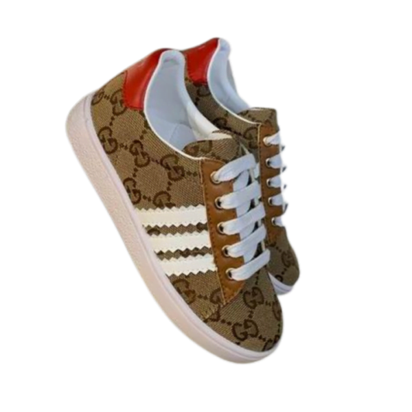 Kid's Gucci X Adidas Brown Red GG Monogram Canvas Shoe (Unisex)