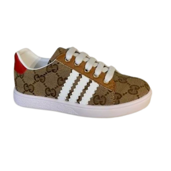 Kid's Gucci X Adidas Brown Red GG Monogram Canvas Shoe (Unisex)