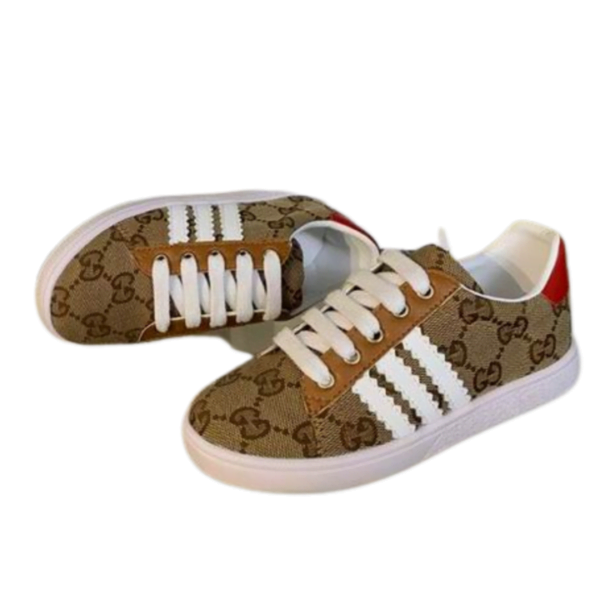 Kid's Gucci X Adidas Brown Red GG Monogram Canvas Shoe (Unisex)