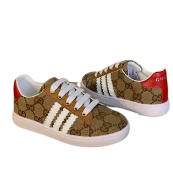 Kid's Gucci X Adidas Brown Red GG Monogram Canvas Shoe (Unisex)