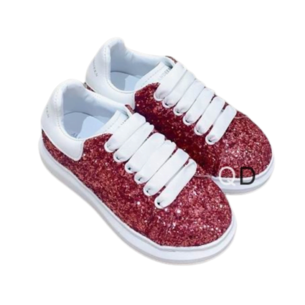 Kid's Alexander McQueen Red White Oversized Glitter Shoe (Unisex )