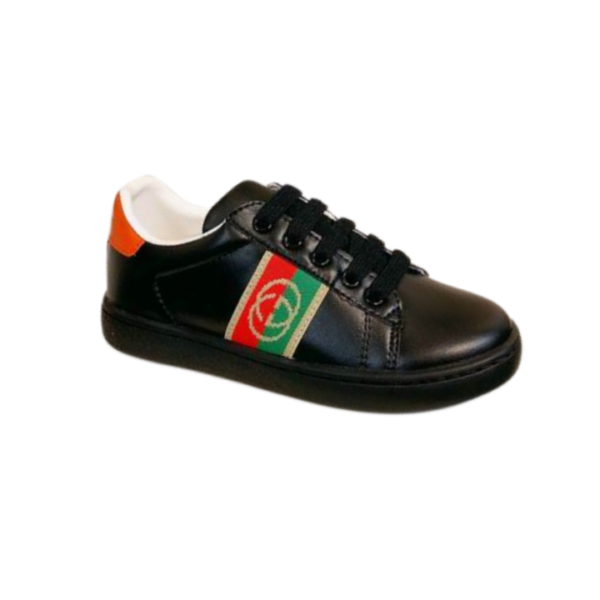 Kid's Gucci Black-red GG Ace Round-toe Shoe With Web (Unisex)