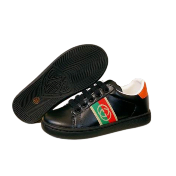 Kid's Gucci Black-red GG Ace Round-toe Shoe With Web (Unisex)