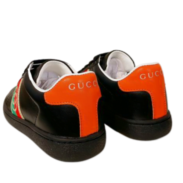 Kid's Gucci Black-red GG Ace Round-toe Shoe With Web (Unisex)