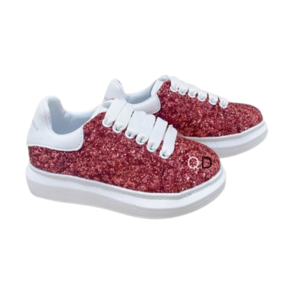 Kid's Alexander McQueen Red White Oversized Glitter Shoe (Unisex )