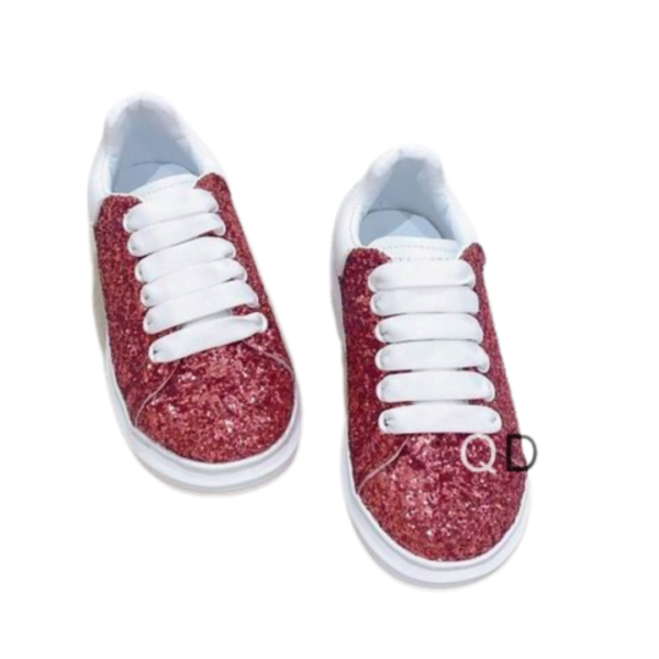 Kid's Alexander McQueen Red White Oversized Glitter Shoe (Unisex )