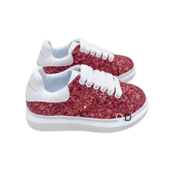 Kid's Alexander McQueen Red White Oversized Glitter Shoe (Unisex )