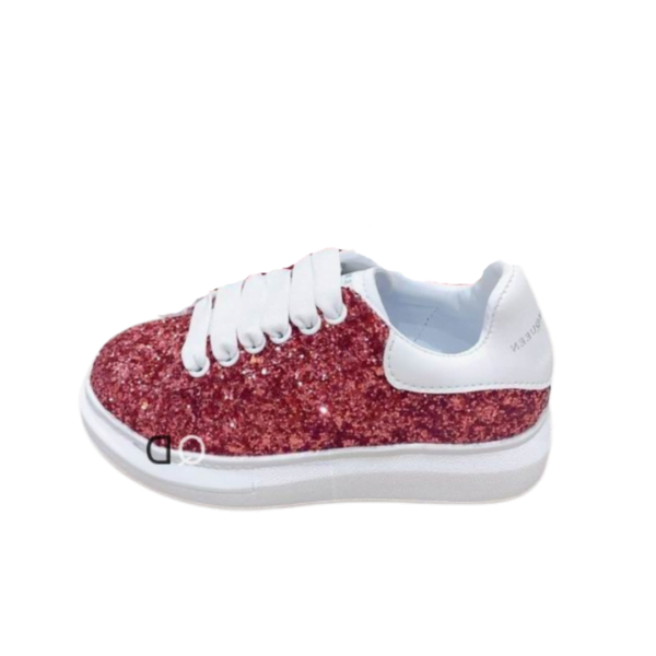 Kid's Alexander McQueen Red White Oversized Glitter Shoe (Unisex )