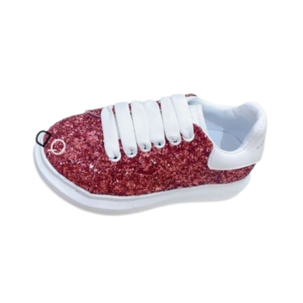 Kid's Alexander McQueen Red White Oversized Glitter Shoe (Unisex )