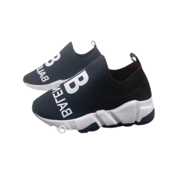 Kid's Balenciaga Black White BB Slip-on Knit Shoe (Unisex)