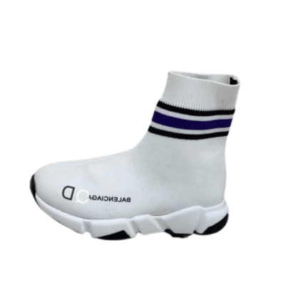 Kid's Balenciaga Speed 2.0 Recycled Knit Shoe With Bi color Sole In White (Unisex)