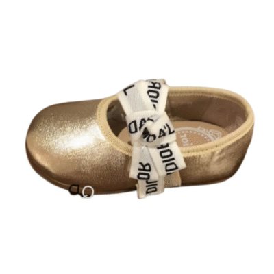 Girl's Christian Dior Beige Gold Ballet Flat Shoe