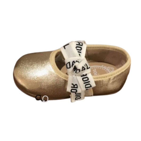 Girl's Christian Dior Beige Gold Ballet Flat Shoe