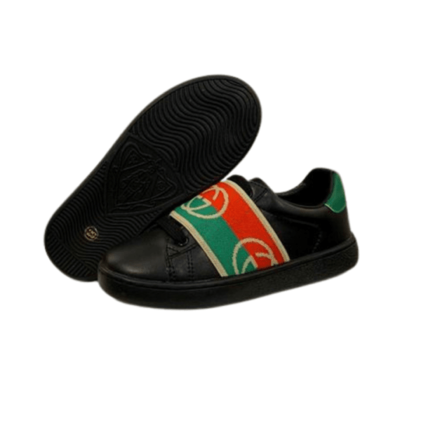 Kid's Gucci Ace Elastic Web Interlocking GG Black (Unisex)