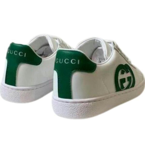 Kid's Gucci Green White Leather GG Shoe (Unisex)