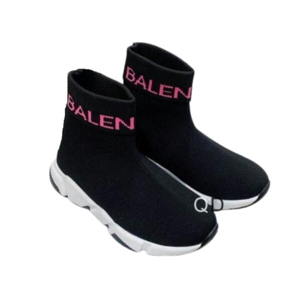 Kid's Balenciaga Speed 2.0 Recycled Knit Shoe With Bi color Sole In Black White