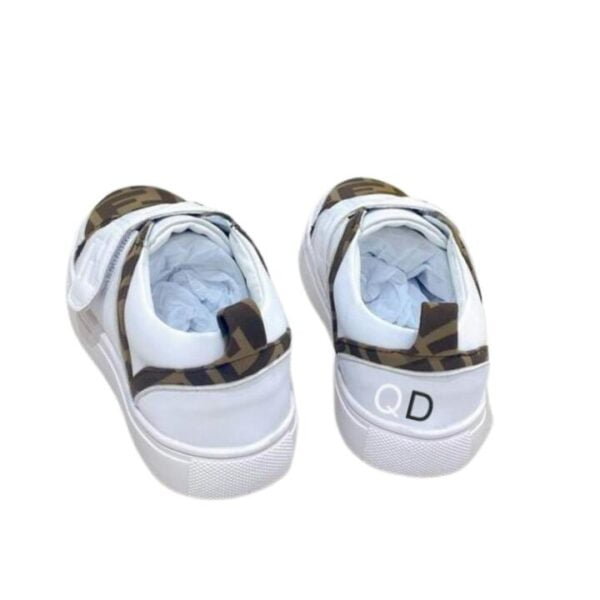 Kid's Fendi White Brown FF Logo Leather Shoe (unisex)