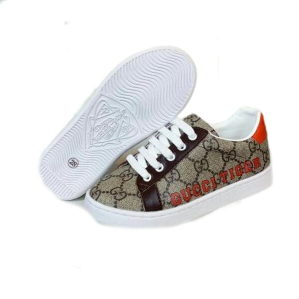 Kid's Gucci Beige Red GG Monogram 'Gucci Tiger' Shoe (Unisex)