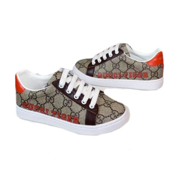 Kid's Gucci Beige Red GG Monogram 'Gucci Tiger' Shoe (Unisex)