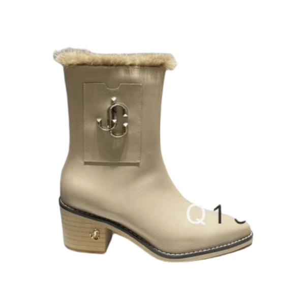 Ladies Jimmy Choo Beige Leather Fur Ankle Boot