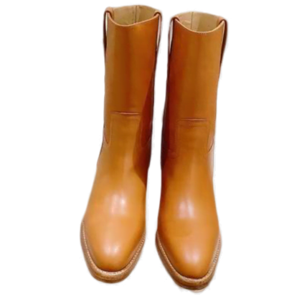 Ladies Celine Golden Brown Leather Mid-Heel Boot