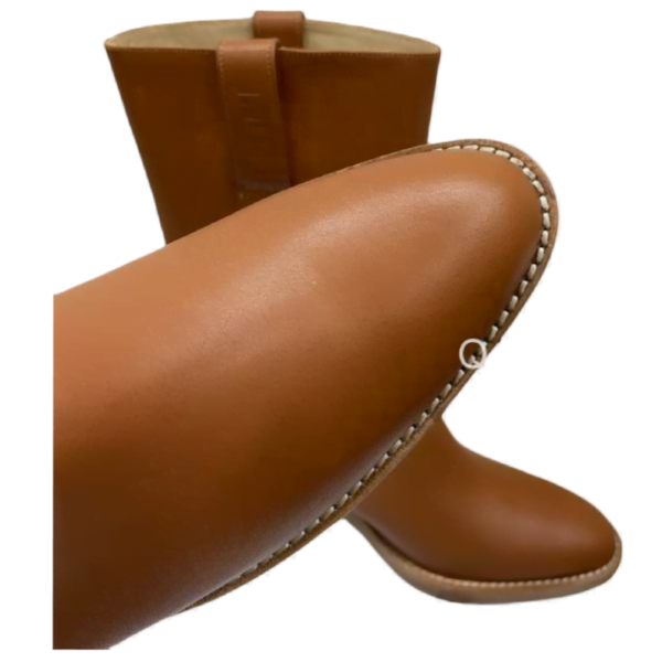 Ladies Celine Tan Leather Mid-Heel Boot