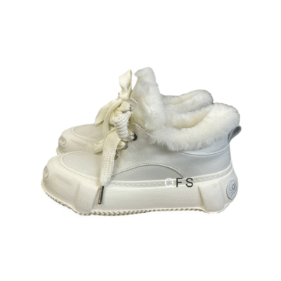 Ladies UGG White Leather Flat Bootie