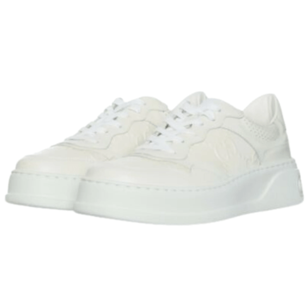 Kid's Gucci White GG Embossed Leather Shoe (Unisex)