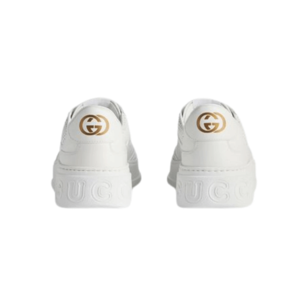 Kid's Gucci White GG Embossed Leather Shoe (Unisex)