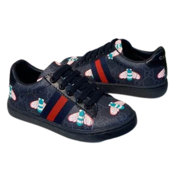 Kid's Gucci Bee Print GG Leather Shoe (Unisex)