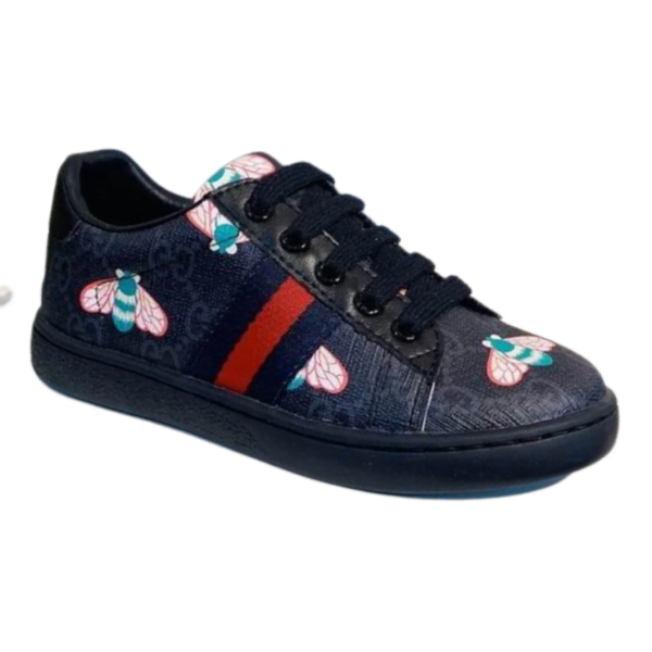 Kid's Gucci Bee Print GG Leather Shoe (Unisex)