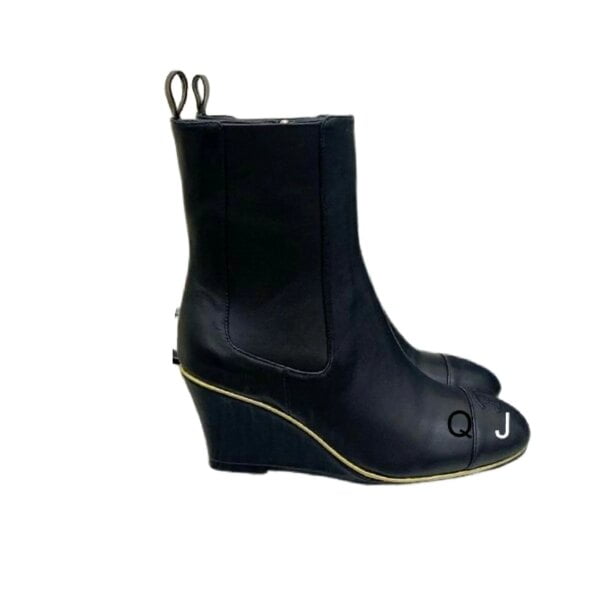 Ladies Chanel Stretch Lambskin & Lambskin Black Leather Ankle Boot