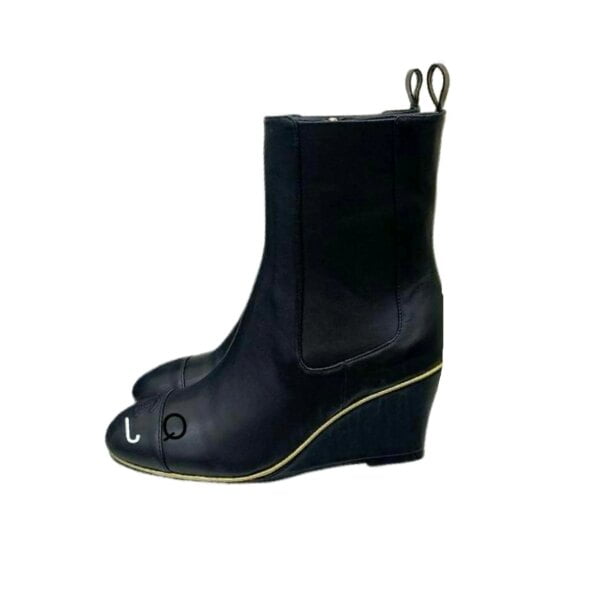 Ladies Chanel Stretch Lambskin & Lambskin Black Leather Ankle Boot