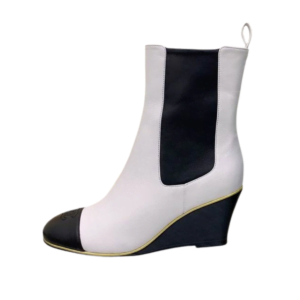 Ladies Chanel Stretch Lambskin & Lambskin Black/White Leather Ankle Boot