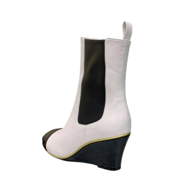 Ladies Chanel Stretch Lambskin & Lambskin Black/White Leather Ankle Boot