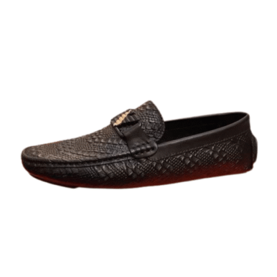Men's Emporio Armani Black Crocodile Suede Flat Shoe